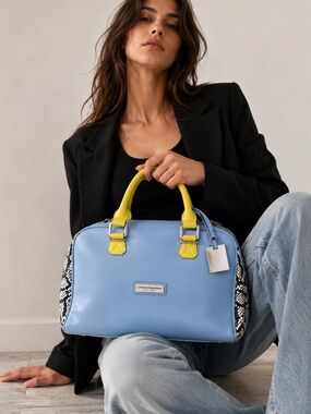 Catherine Malandrino Sky Blue and Yellow Satchel